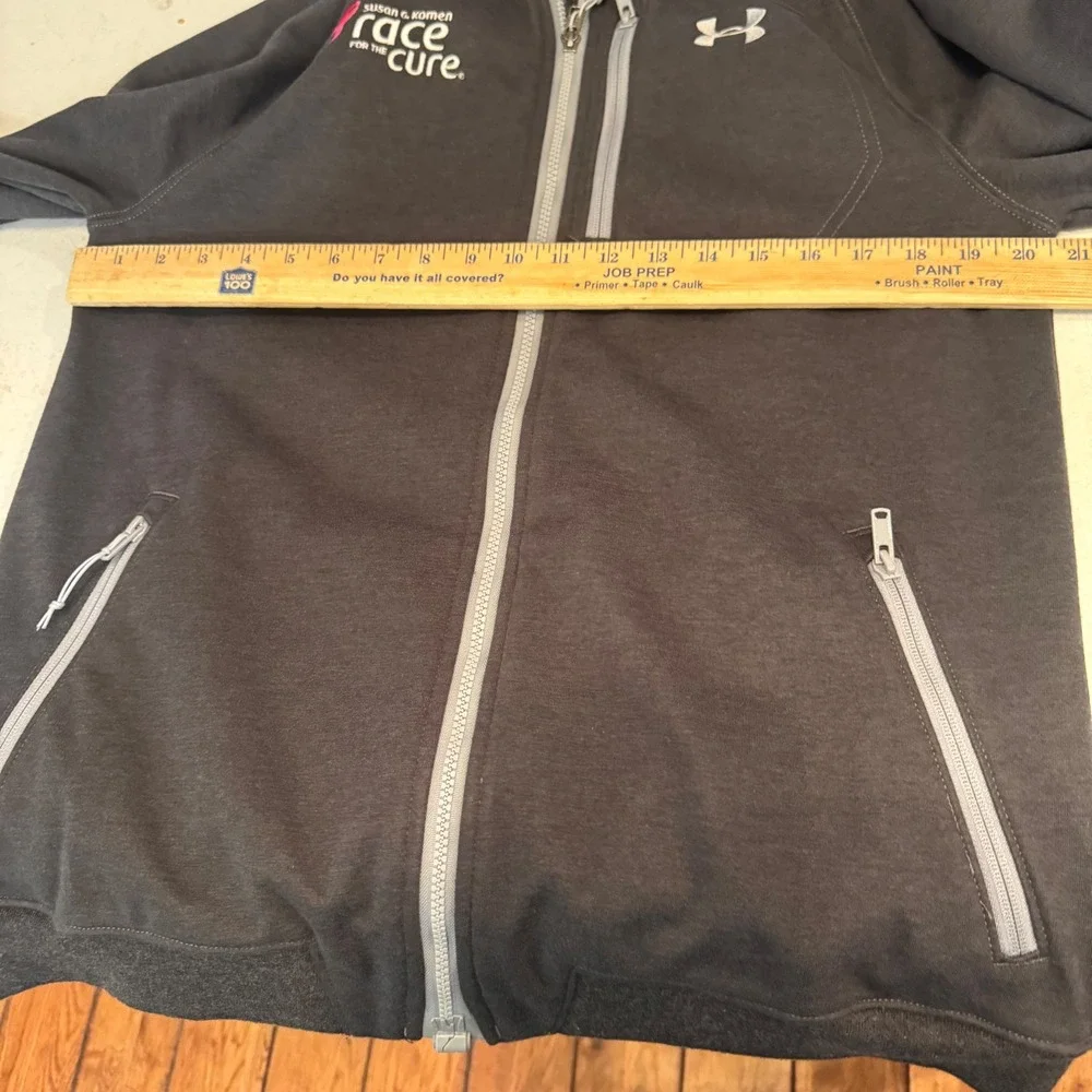 Under Armour Full Zip Hoodie Mens Medium Grey Race For Cure ColdGear Infrared